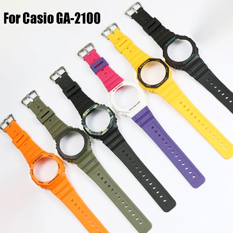 Tali jam tangan silikon untuk tali jam tangan casio GA-2100 dan band bezel casing Pengganti untuk ca