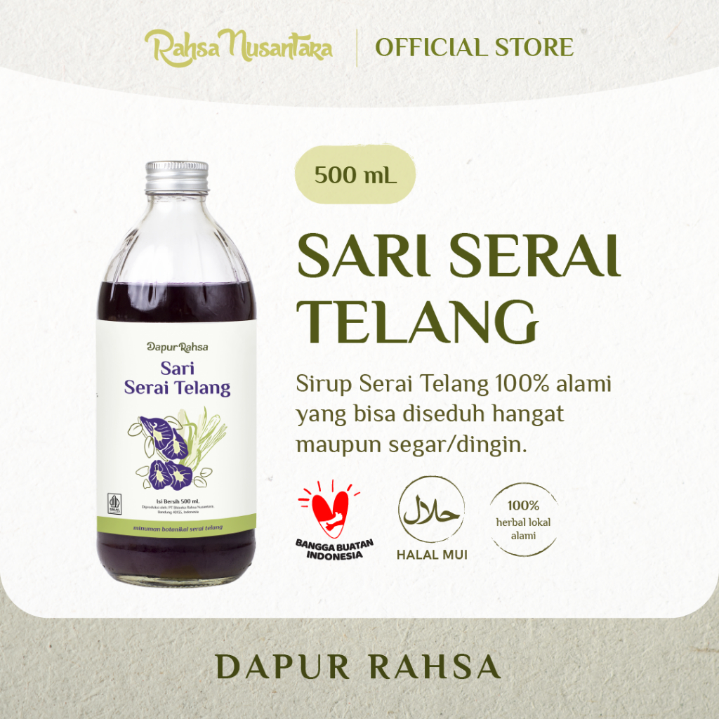 

Sari Serai Telang 500mL | BPOM - Jamu Sirup Herbal Tradisional by Rahsa Nusantara