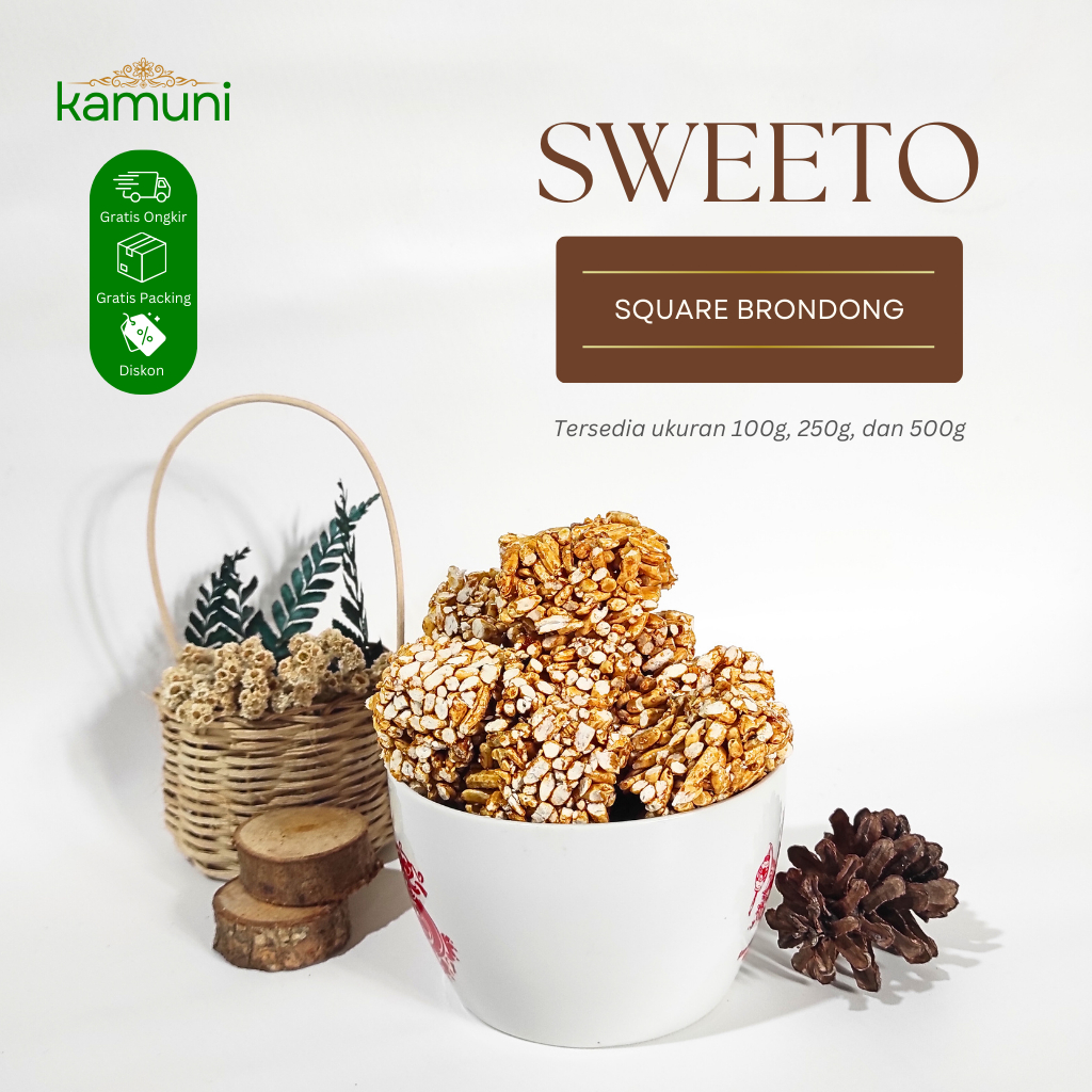 Sweeto Square Brondongs 100g – Cemilan Manis Renyah, Tersedia Harga Grosir | KAMUNI Multi Pangan