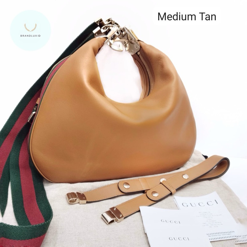 Gucci Attache Hobo Leather with 2 adjustable strap (leather n stripe canvas)