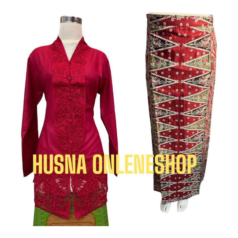 Setelan Kebaya Encim Bordir Senada/Kebaya Wisuda/Kebaya Seragam Kerja/Encim Jumbo LD. 130
