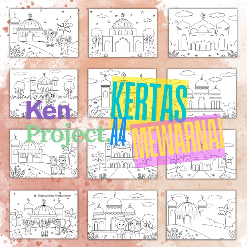 

Kertas Mewarnai Anak Size A4 Tema Ramadhan Kertas HVS 100gr