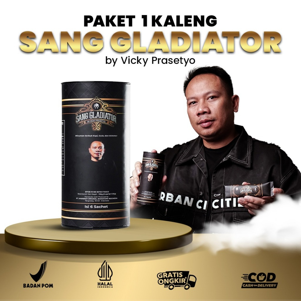 

Kopi Sang Gladiator by Vicky Prasetyo 100% Original 1 Box Isi 6 Sachet