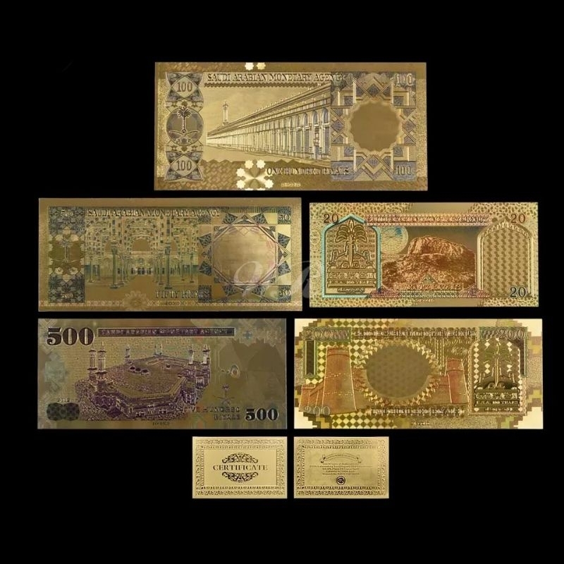 uang set gold foil arab saudi