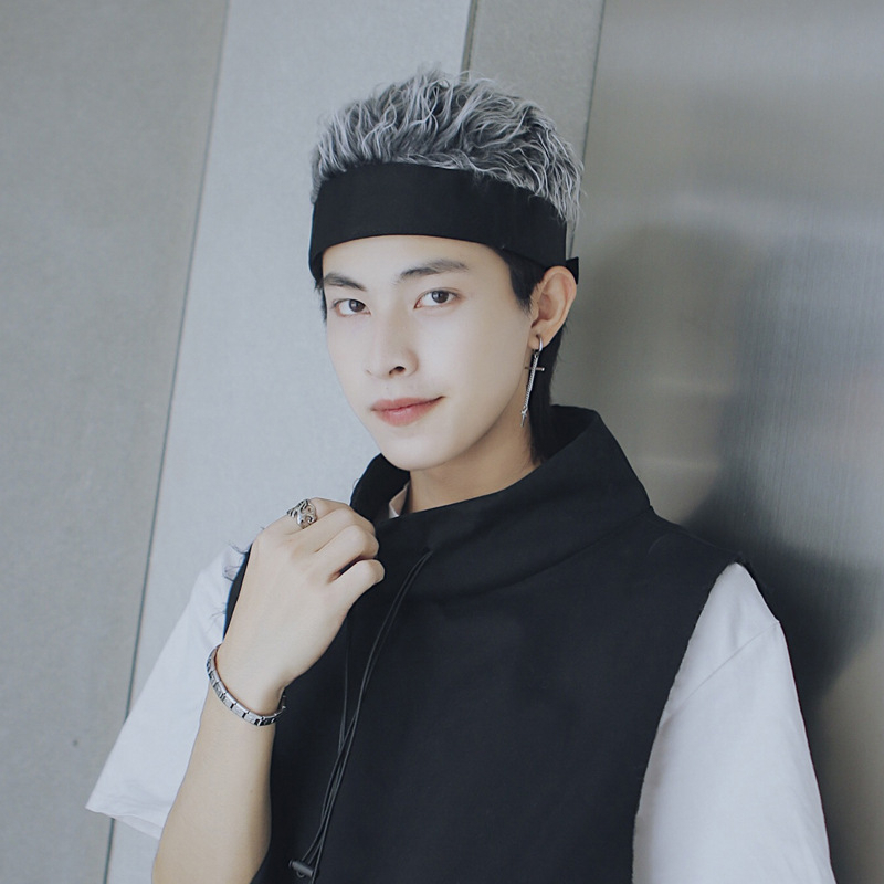Wig Rambut Korea Pendek Gaya Retro Hip-Hop naruto bts / topi wig rambut / wig rambut pria / rambut p
