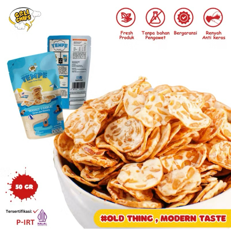 

Kripik Tempe asin gurih 50gr GELICHIPS