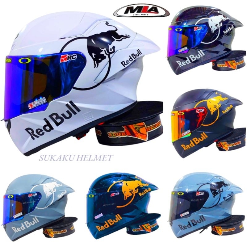Helm TT Course Full Face TTC Mla Red-Bull Paket Ganteng