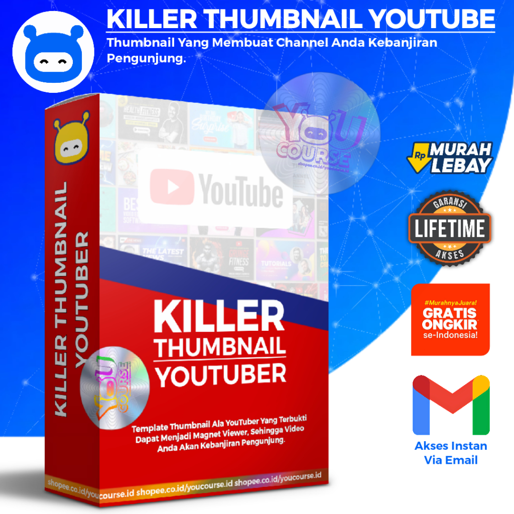 KILLER THUMBNAIL ELITE - TEMPLATE YOUTUBE BUAT COVER VIDEO YOUTUBE ANDA LEBIH MENARIK DAN KECE