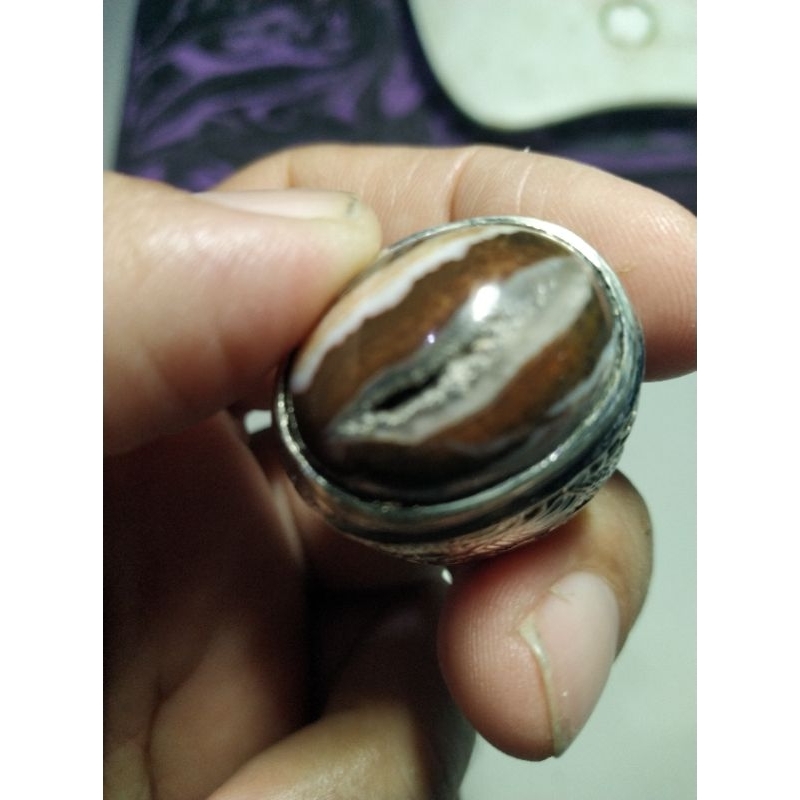 Batu Akik motif Kantong Semar Combong Natural Unik kode 35/733