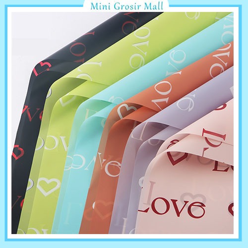 

20 Lembar Flower Wrapping Paper Kertas Buket Bunga Korea Cellophane motif love Kb6167