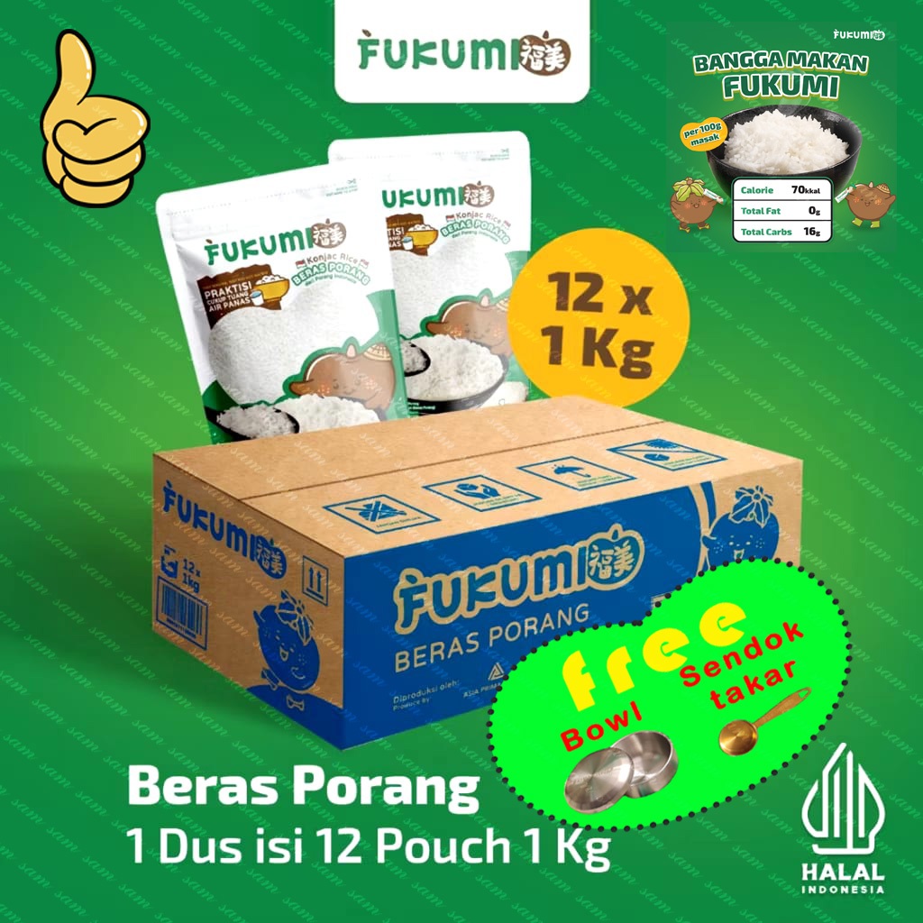 

FUKUMI Beras Porang Pouch @1 KG X 12 - Konjac Rice Shirataki