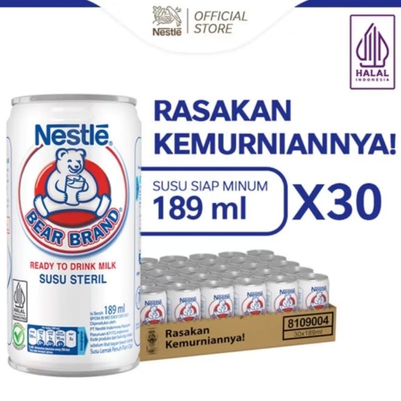 

BEAR BRAND Susu Kaleng Susu Beruang Susu Steril 189 ml 30 Pcs
