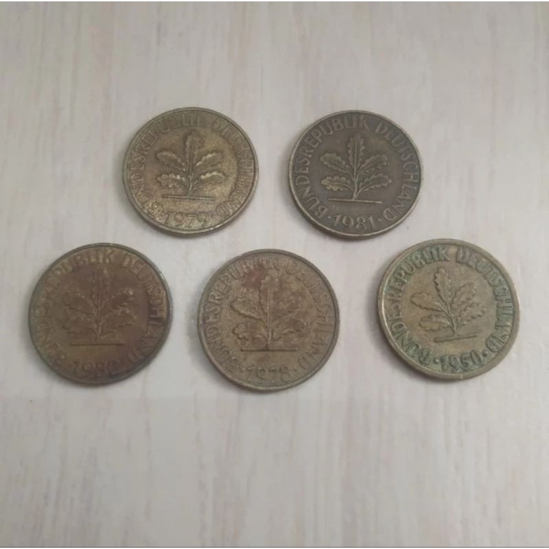 Uang koin kuno antik Jerman Germany Deutschland 10 pfennig set 5 koin