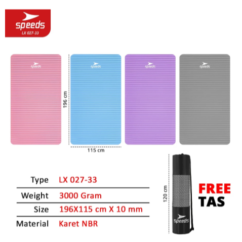 DISKON SPEEDS YOGA MAT 196X115X10MM 20-30MM MATRAS YOGA BESAR ANTI SLIP TEBAL PREMIUM ELASTIS KARPET