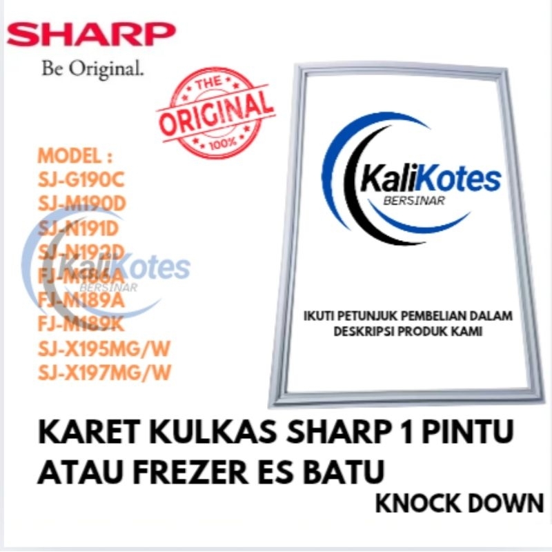 karet/magnet kulkas/freezer Sharp 1 pintu sj-m190/191/192/fj-m186/189/sj-x195/197mg original 100%