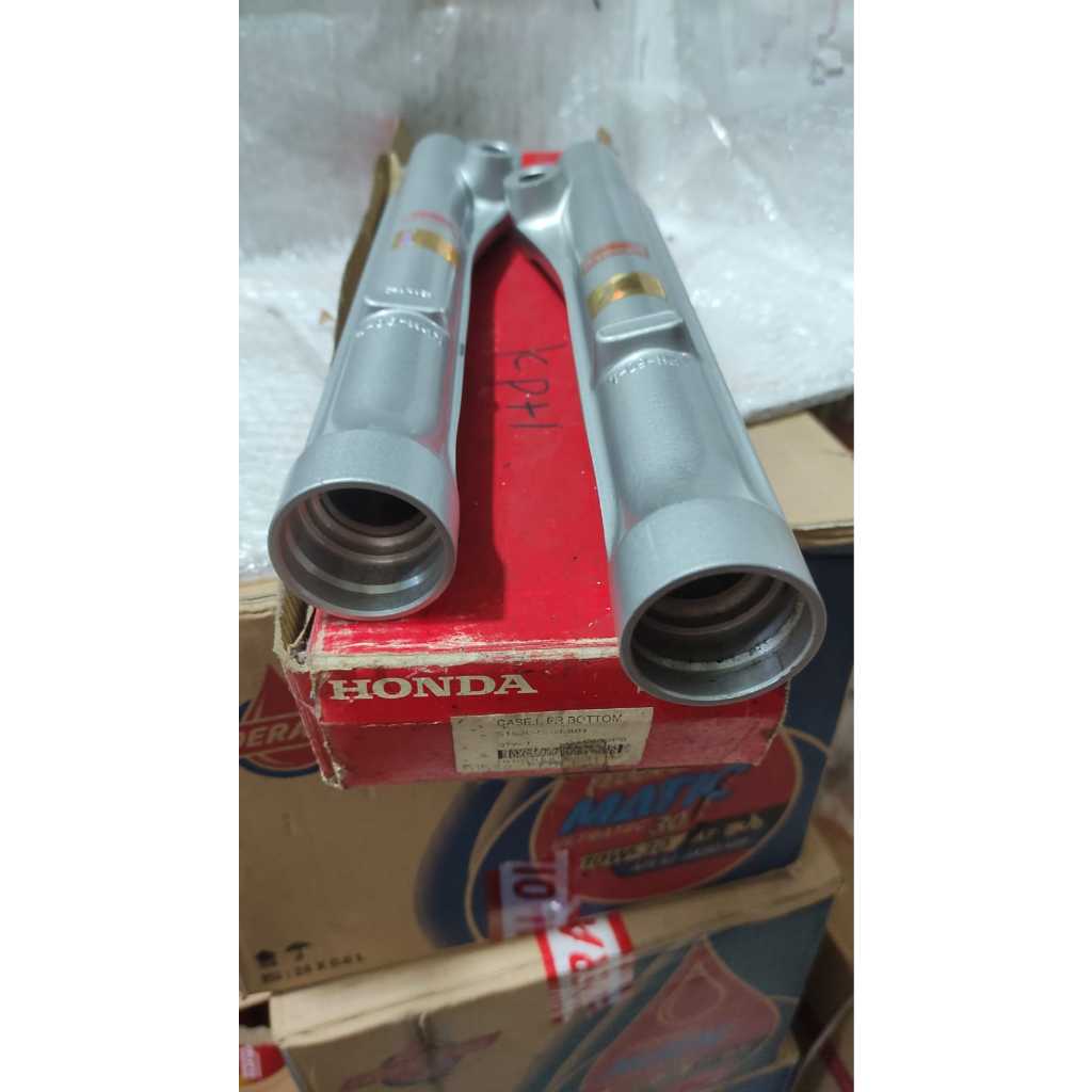 HARGA PROMO !!! Tabung Shock Depan set Kanan Kiri Silver Honda Supra X 125 Tromol/ 51520-KPH-881 ORI