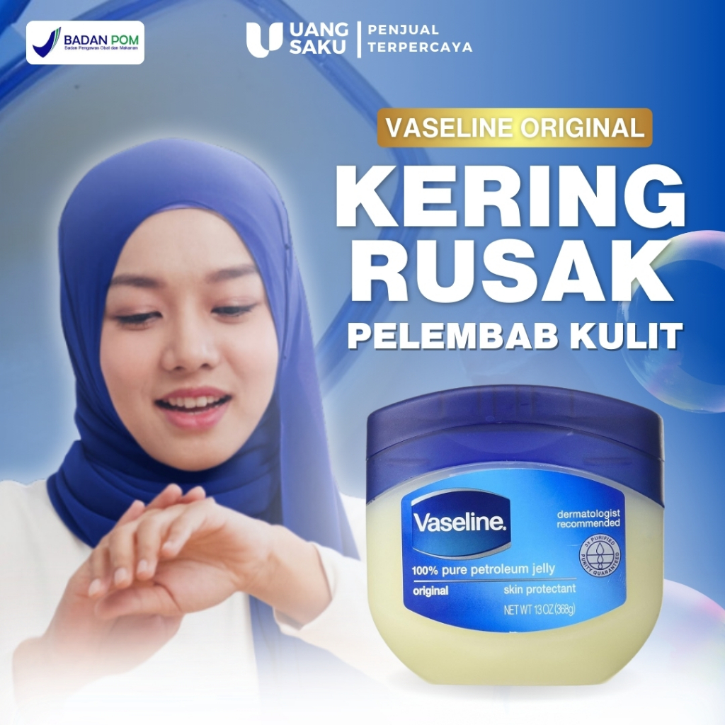 Vaseline Potreleum Jelly - Pencerah Pelembab Bibir Hitam Moisturizer Lotion Cream Kulit Untuk Bermin