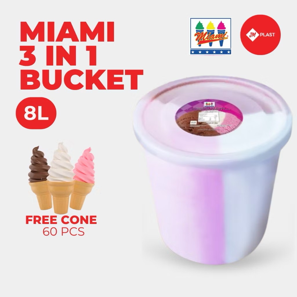 

Es Krim/Ice Cream Miami Neopolitan 8 Liter Bonus Free 60pcs Cone