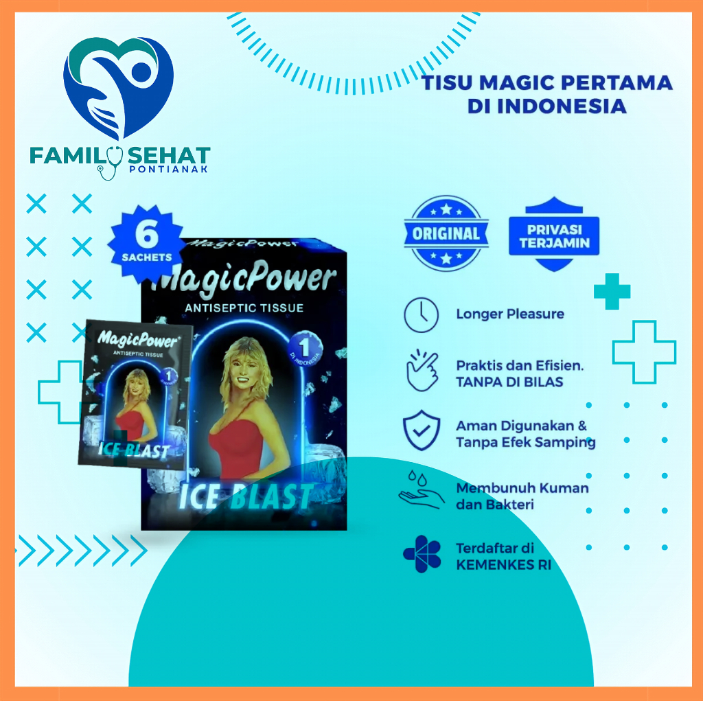 Tisu Magic Power Tissue Ice Blast - Tissue Magic Power Ice Blast - Antiseptic Tissue 1 Box (6 Sachet