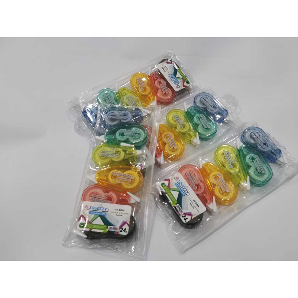 

(1 Set) Correction Tape Set 24M Squeezy CT-SQ04 / Penghapus Tipex Pita Kertas 24M