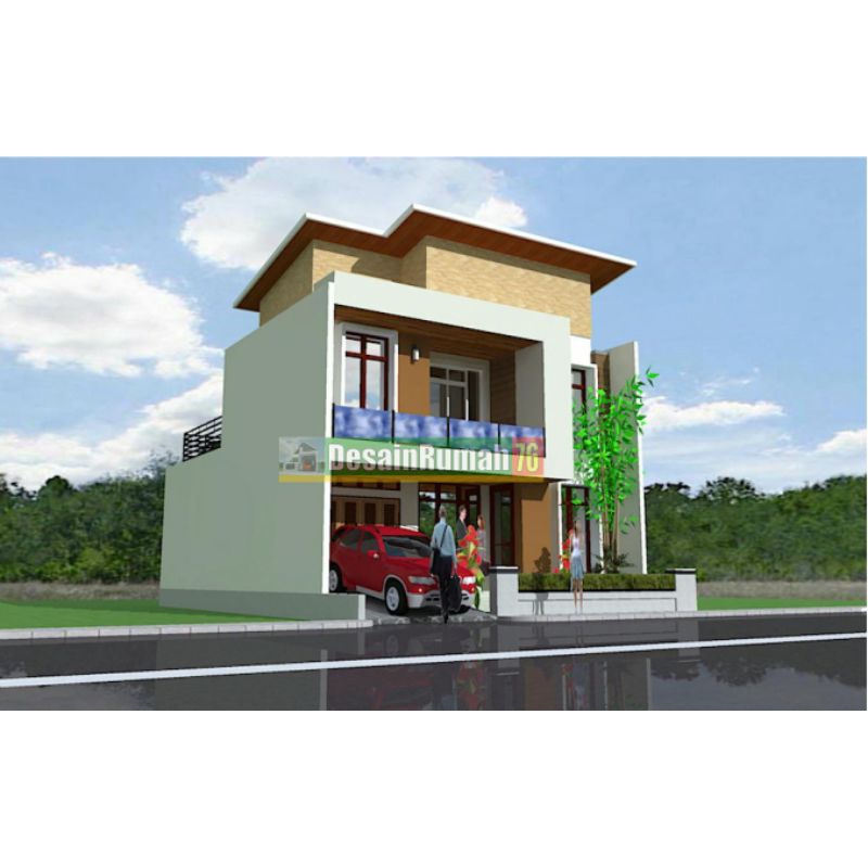 Desain rumah modern 10x15,2 lantai, 4 kamar tidur. desain 3D + gambar kerja lengkap. jasa desain rum