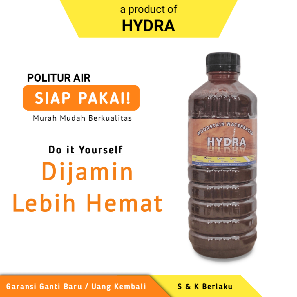 Cat Plitur Kayu Siap Pakai 500gr Politur Air Waterbased Kayu Bambu Rotan Triplek