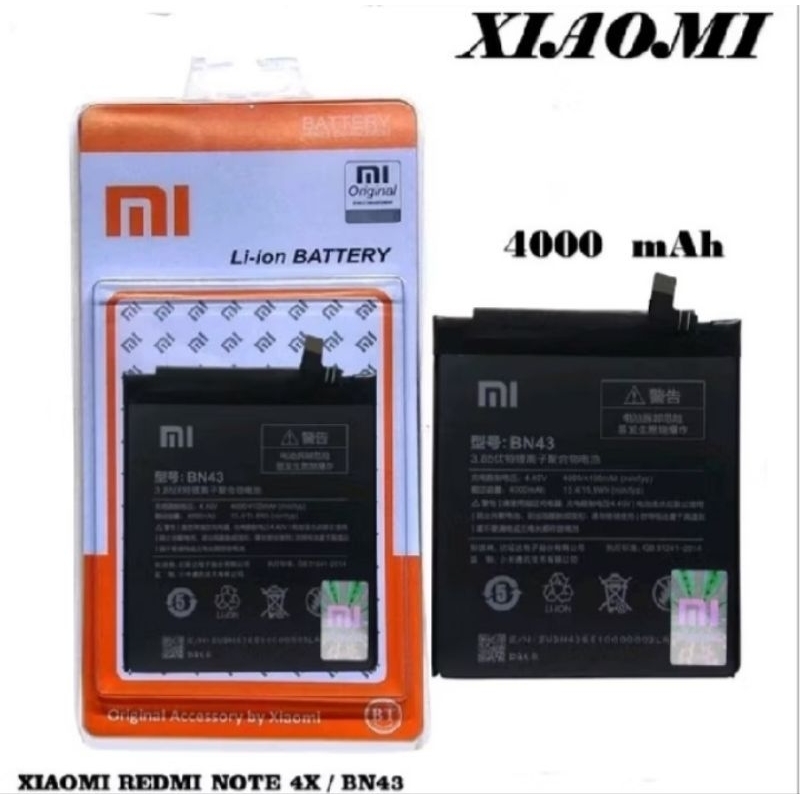 Baterai Batre Baterai Xiomi Redmi Not 4X Snapdragon BN43 ORIGINAL 100%
