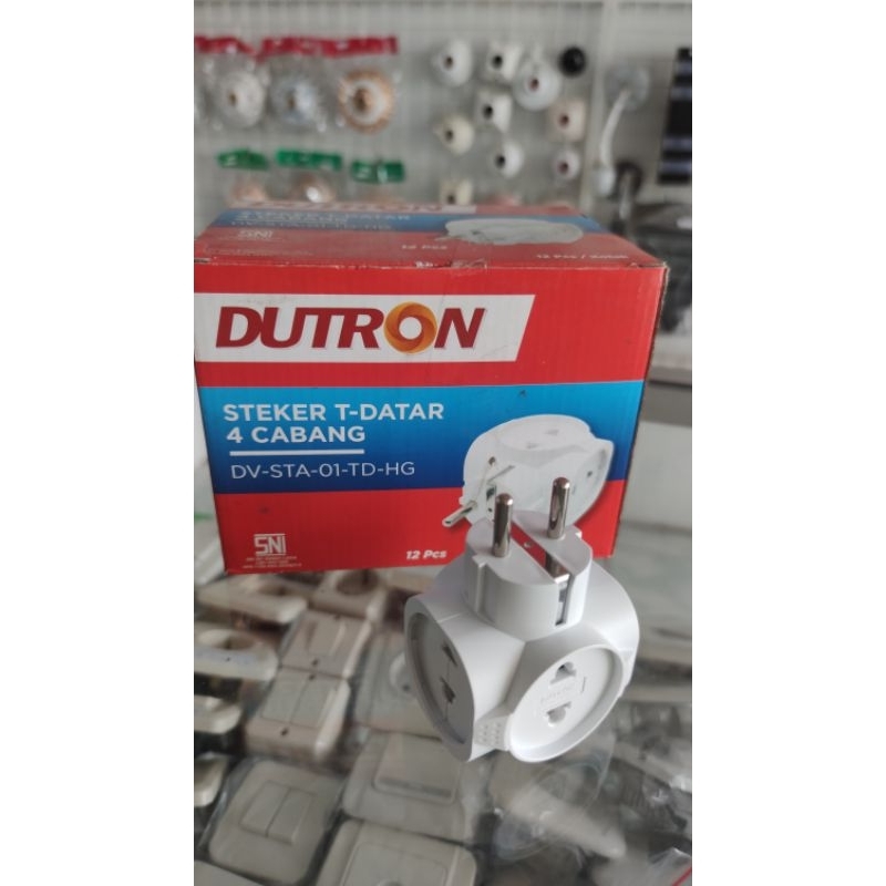 steker T multi sambungan listrik cabang 4 dutron colokan isi 4