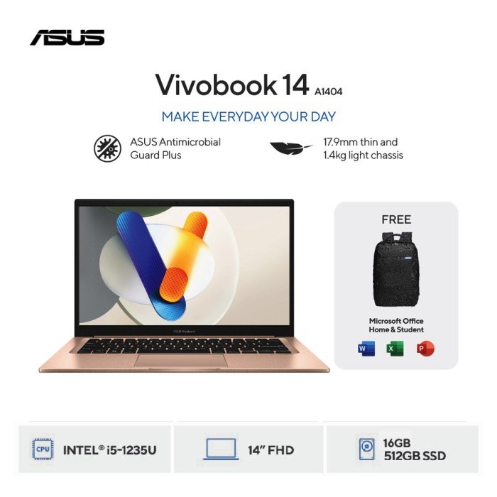 ASUS VIVOBOOK 14 A1404ZA I5 1235U 16GB 512GB 14" FHD VIPS