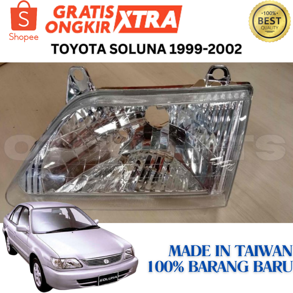 (TYC TAIWAN) LAMPU DEPAN HEADLAMP TOYOTA SOLUNA 1999 2000 2001 BARU OEM IMPORT