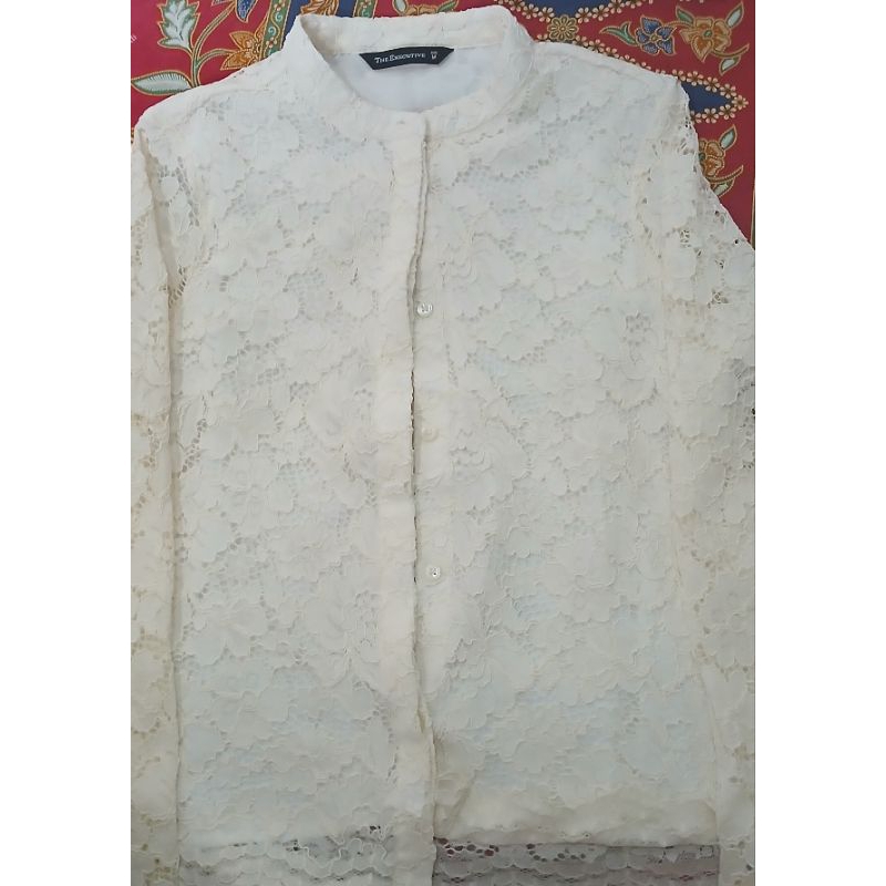 Blouse Brokat Executive Original Lengan Panjang Size M