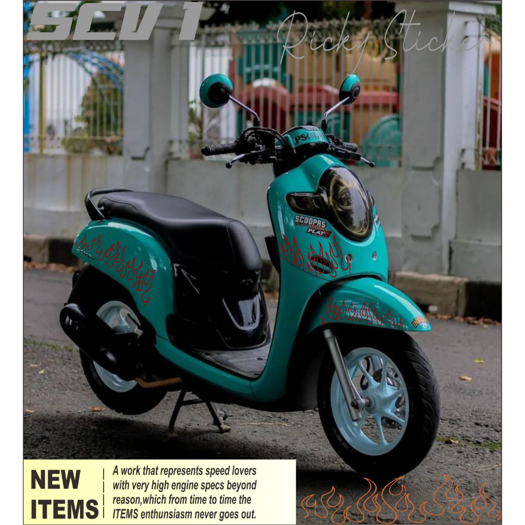 SCV1 CUTTING STICKER SCOOPY MODEL API STRIPING SCOOPY 2018-2020 STICKER SIMPLE SCOOPY MODEL API