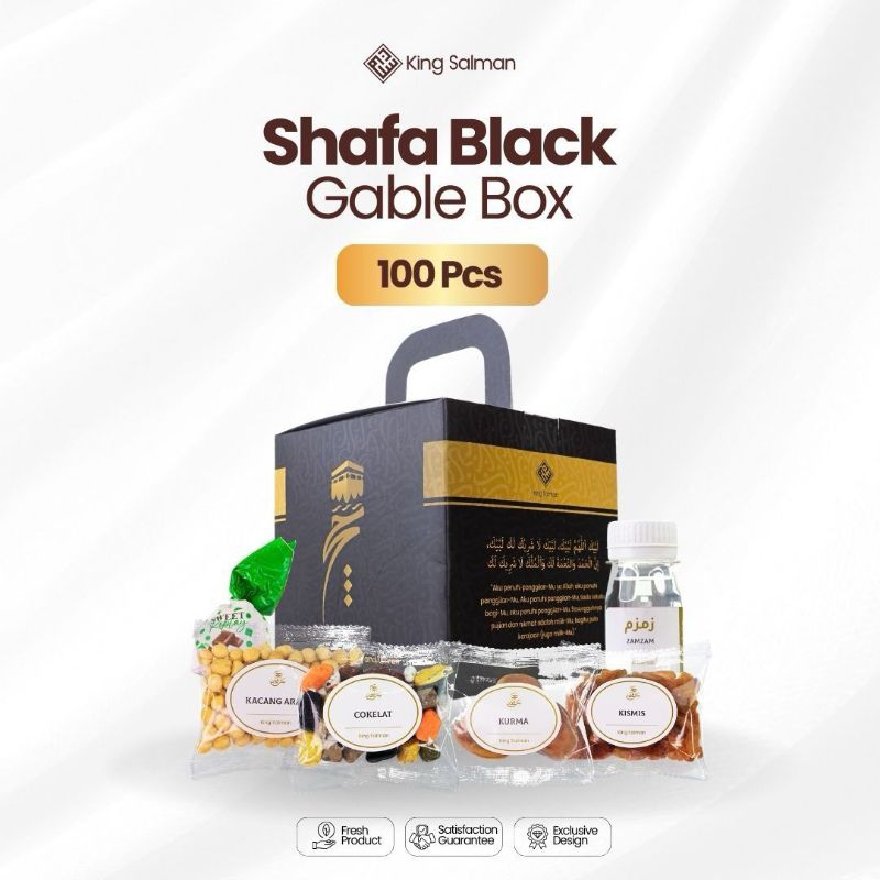 

Paket Bingkisan Umroh & Haji Premium - King Salman Deluxe Gift | SHAFA BLACK 100 PCS Gable Box