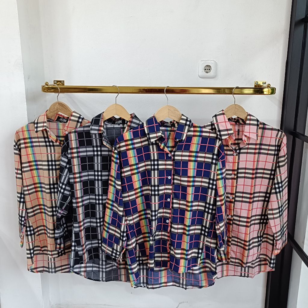 (PART 5) Kemeja LALUNE Mix Motif | Kemeja Satin Motif Kekinian | Atasan Wanita Kemeja Luaran Outer |