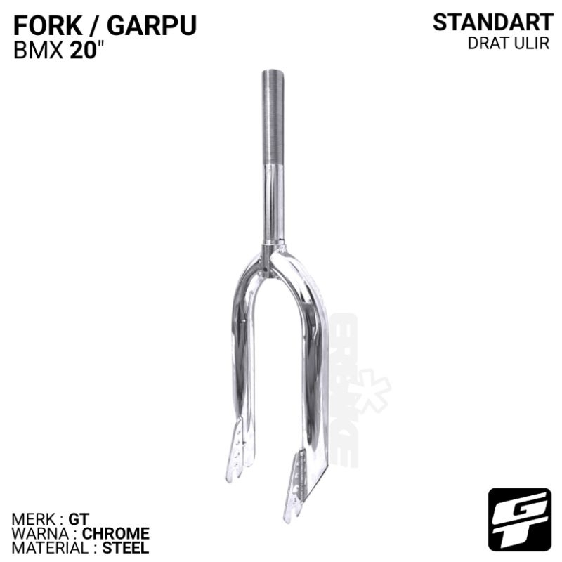 FORK GARPU SEPEDA BMX 20" STEEL CHROME GT
