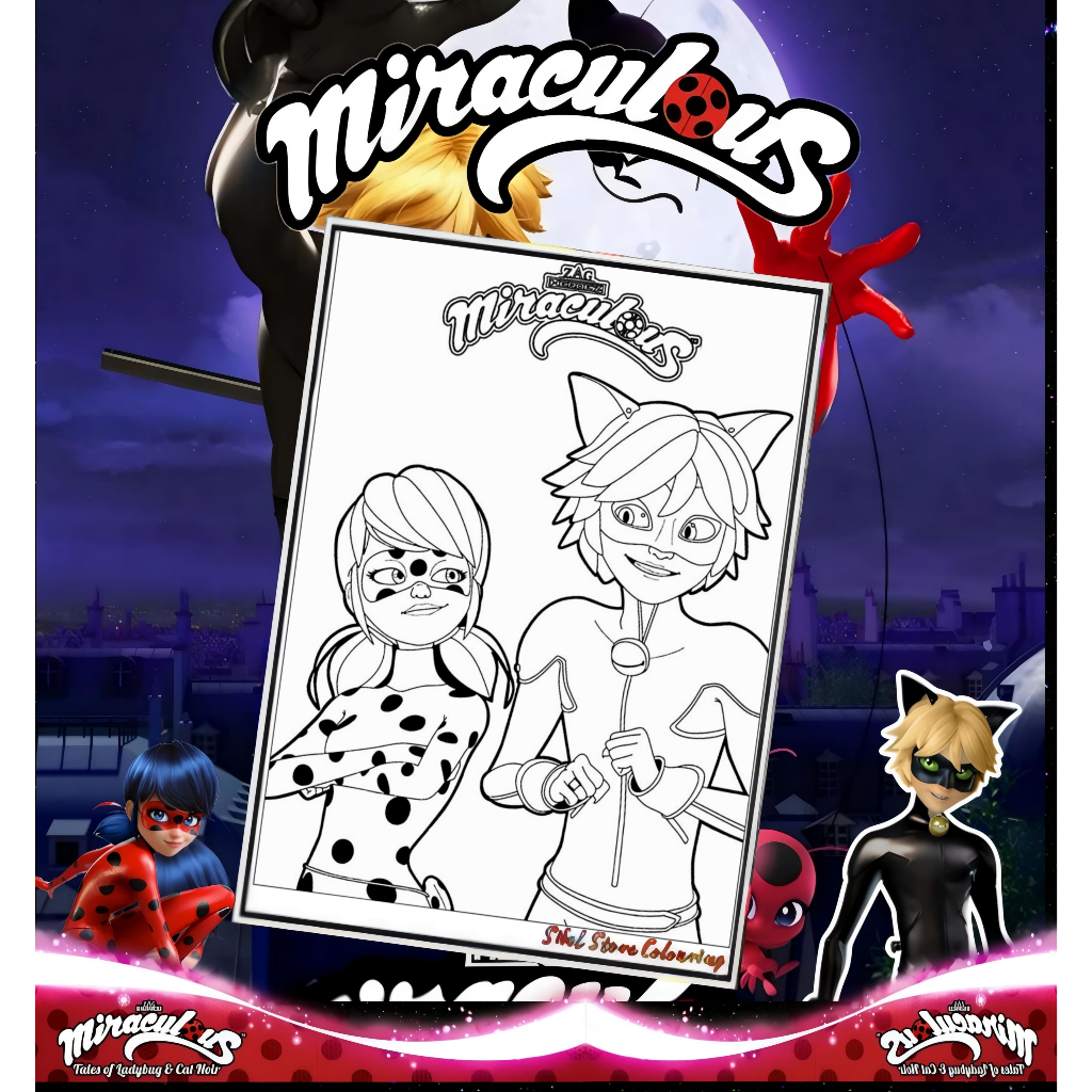 

Kertas Mewarnai Anak Tema Miraculous Ladybug (10 Lembar Gambar) / Kertas Gambar Tebal Untuk Mewarnai