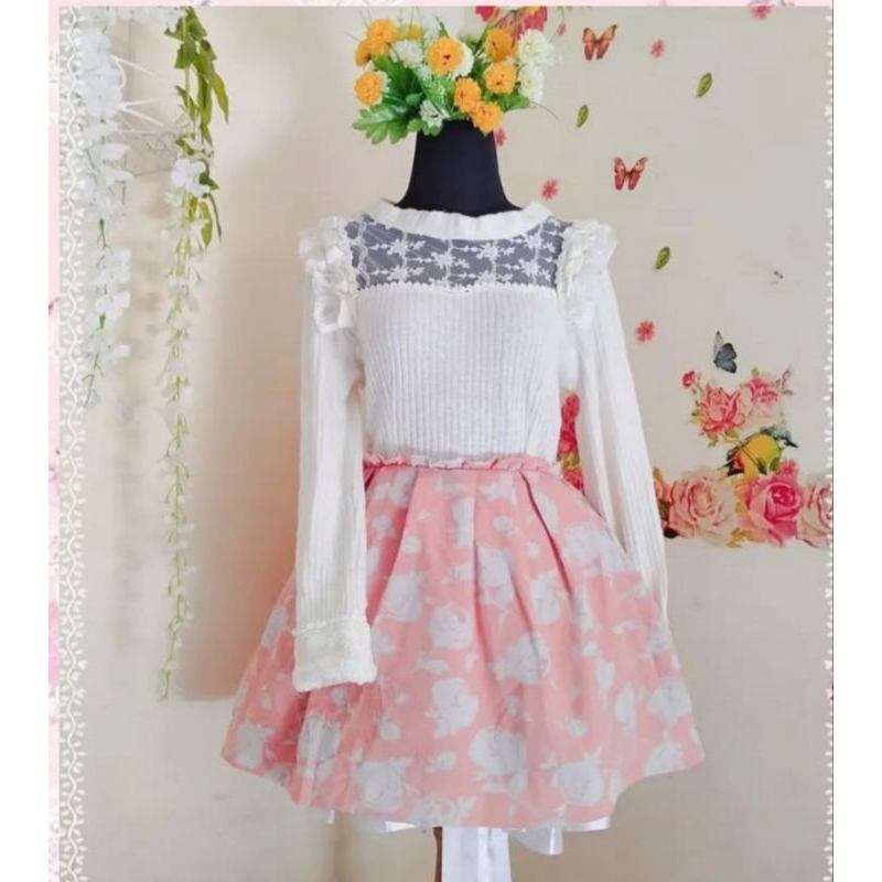 Dress rajut Mawar import Liz lisa