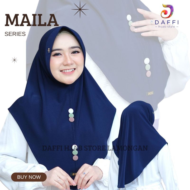Maila Daffi Hijab Restok Terbaru Ori Kerudung Jilbab Instan Jersey Variasi Kancing Premium Pet Antem