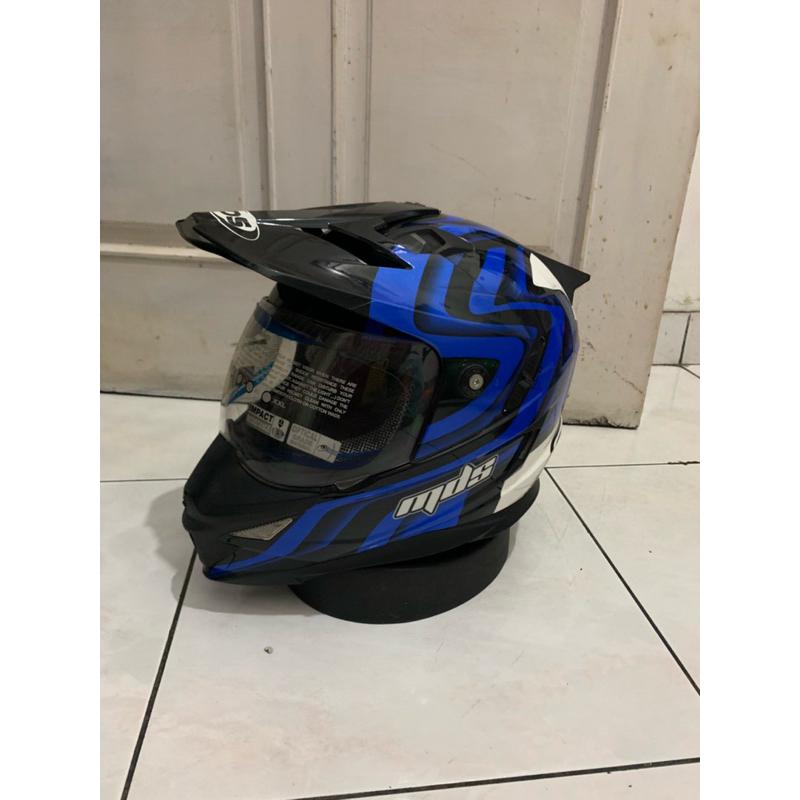 HELM MDS SUPER PRO MOTIF #01 BLACK WHITE BLUE