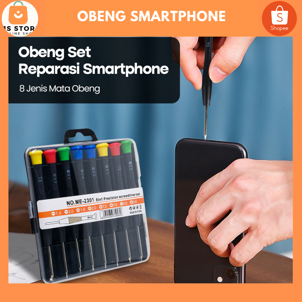 Obeng Set HP Lengkap Reparasi Smartphone Handphone 8 in 1 / Obeng Set Lengkap