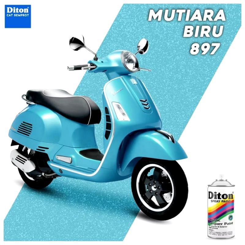 CAT SEMPROT AEROSOL DITON 897 MUTIARA BIRU SATIN ACRYLIC LACQUER PAINT SPRAY WARNA PASTEL BLUE PEARL