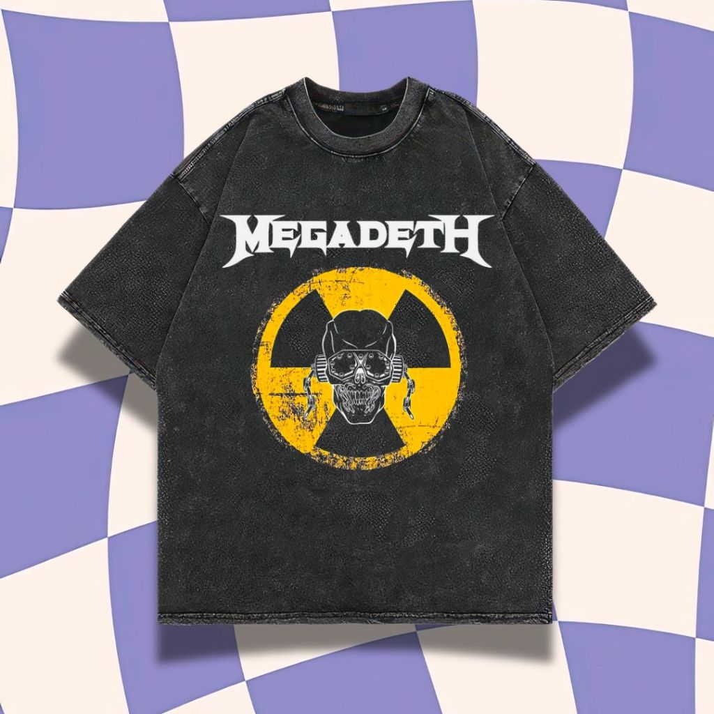 Purple Haze "Megadeth" Oversized T-Shirt | Stone Wash | Kaos Band Megadeth | Kaos Oversize | Vintage