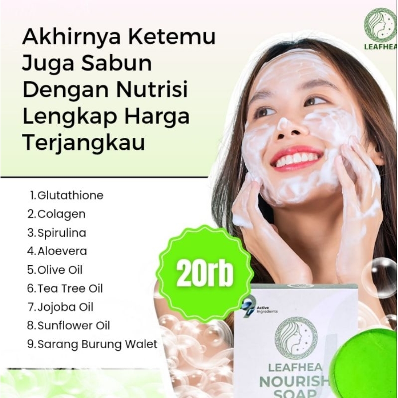 LEAFHEA NOURISH SOAP,sabun mengatasi GATAL,sabun multifungsi,mengatasi jerawat,mencerahkan wajah,dan