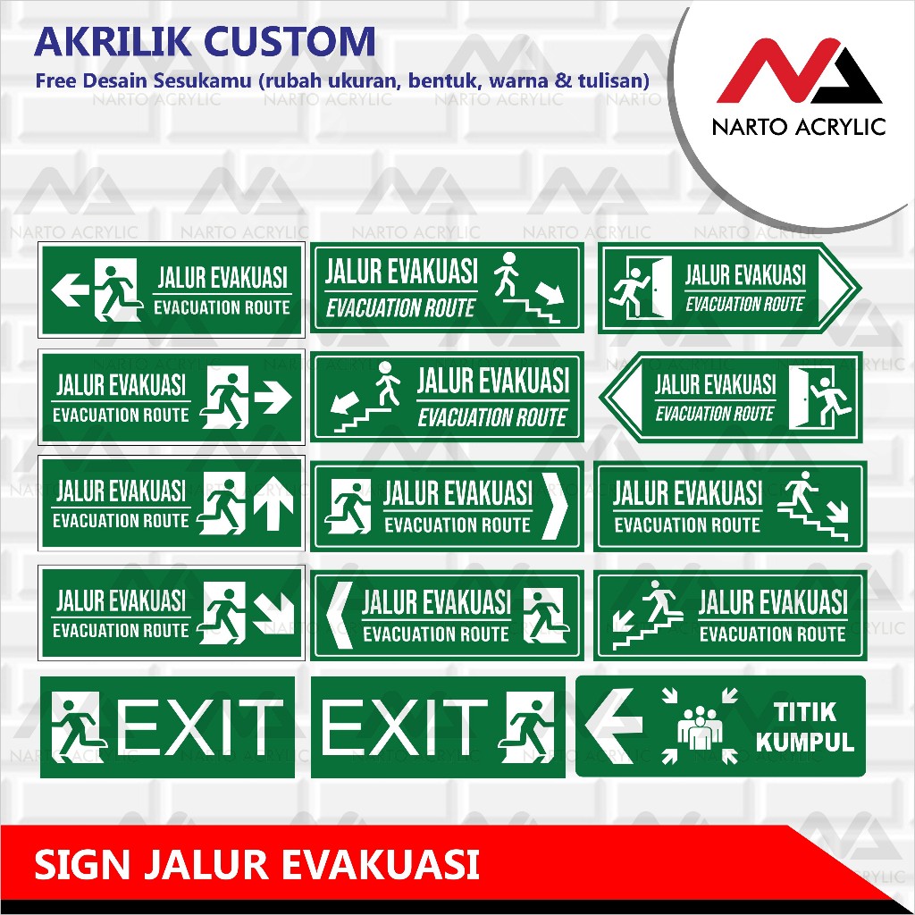 

SIGN JALUR EVAKUASI | SIGN AKRILIK | TITIK KUMPUL | EXIT | COCOK INDOOR & OUTDOOR
