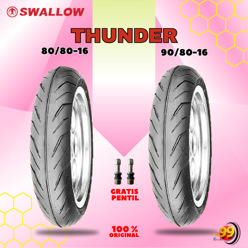 Paket Ban Motor SKYWAVE, HAYATE, NOUVO SWALLOW THUNDER 80/80 - 90/80 Ring 16 Tubeless