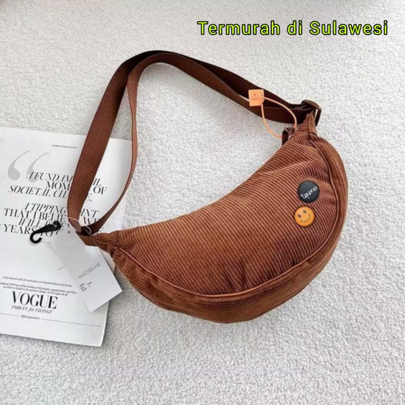 ✅COD - Tas selempang Corduroy - Makassar - Slingbag Wanita/Pria