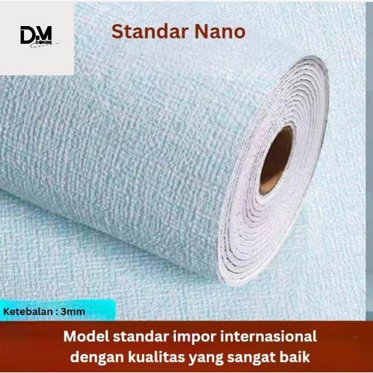 Wallpaper Roll Linen Foam Tebal warna BIRU  Untuk Dekorasi Dinding Kamar Rumah