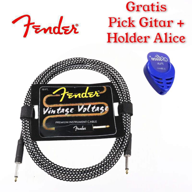 Kabel Jack Gitar Fender/Kabel Jack Gitar 3 Meter ORIGINAL BONUS PICK GITAR ALLICE+HOLDERc