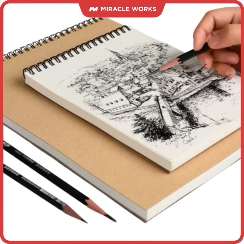 

MW Sketchbook A6/A5/16K/A4/8K/A3 Aesthetic Buku Gambar Vertikal Jilid Spiral 30 Lembar/60 Halaman