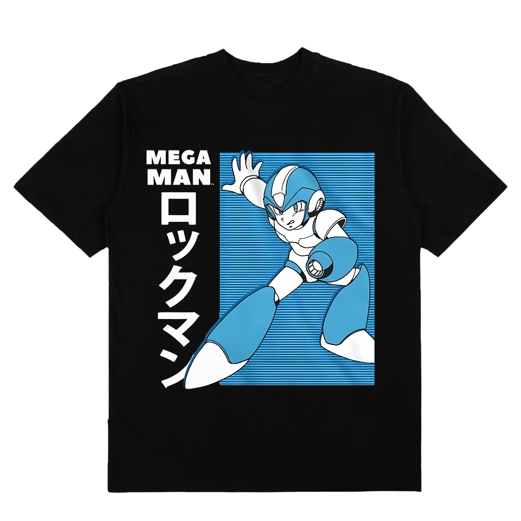 Tshirt Pria Wanita T-Shirt Katun Combed Premium 24S Kaos Unisex Megaman Blue